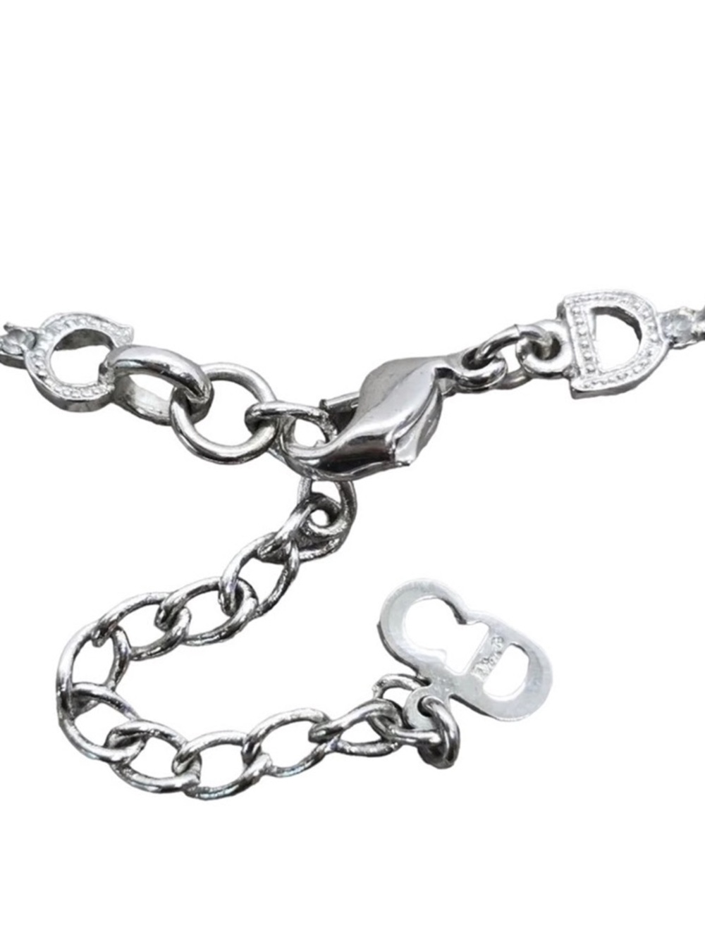🔥100% Authentic Christian Dior Silver Crystal Dangling Letter Charm Necklace🔥 - Picture 6 of 12